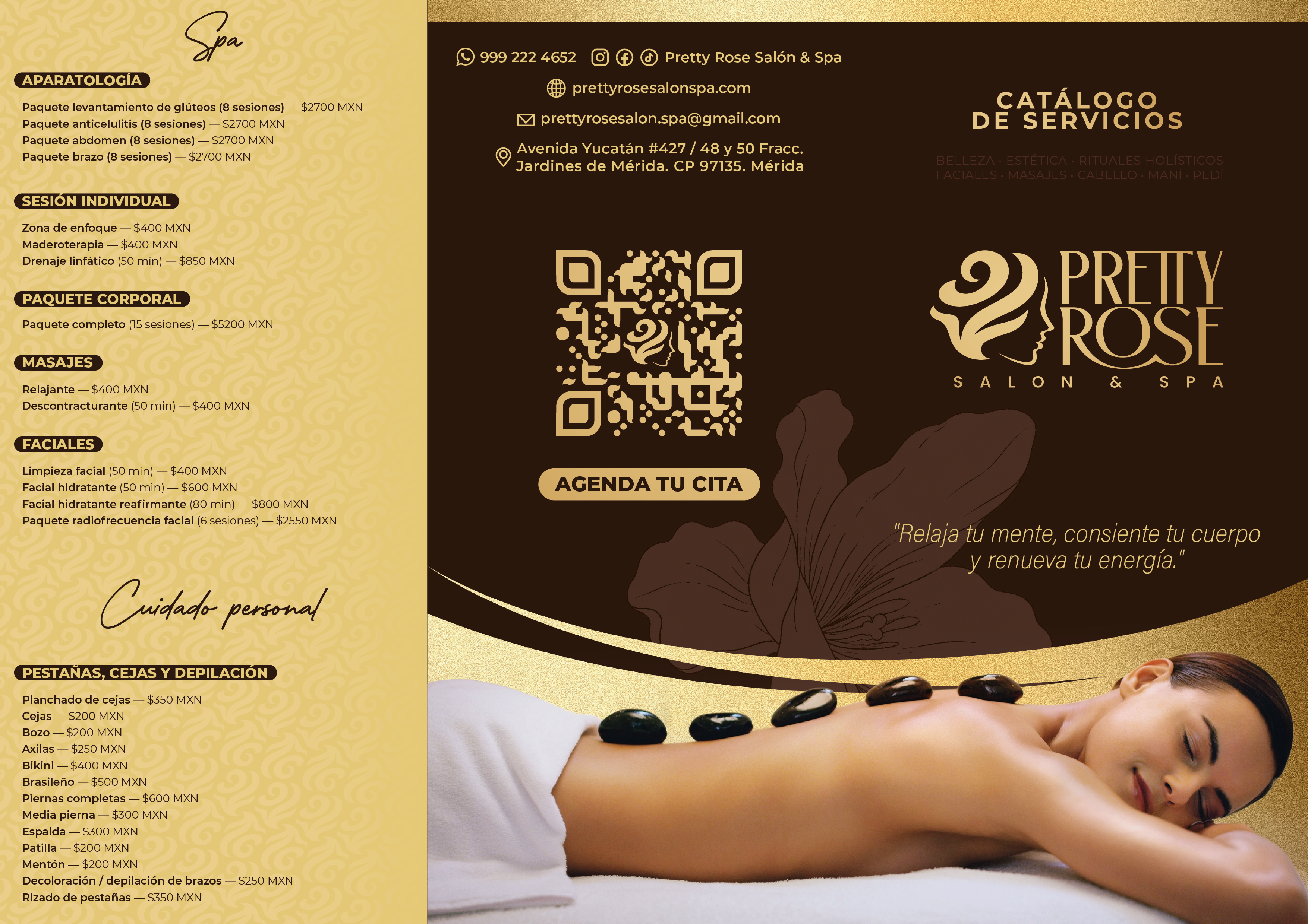 Menu de servicios Pretty Rose - Tiro